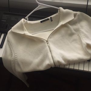Off-White Daisy Fuentes Zip-Up Sweater